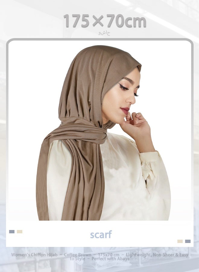 Maya Women's Chiffon Hijab – Coffee Brown – 175x70 cm – Lightweight, Non-Sheer & Easy to Style – Perfect with Abaya - Image 1